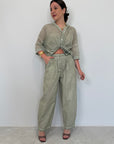 Haveone - Pantalone barrel verde