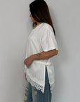Dixie - T-shirt bianca con inserto raso