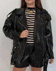 Haveone - Chiodo in ecopelle nero