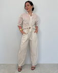 Haveone - Pantalone barrel beige