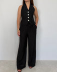 Haveone - Pantalone goffrato nero
