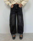 Civico23 - Jeans barrel stone wash nero
