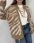 Haveone - Cardigan zebrato cammello