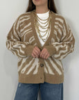 Haveone - Cardigan zebrato cammello