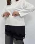 Tensione In - Maglia bianca con pizzo finale nero