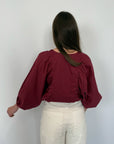 Two way - Blusa crop passamaneria bordeaux
