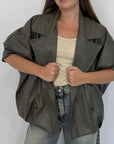 Haveone - Giacca ecopelle militare oversize