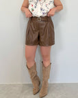Haveone - Short in similpelle moro