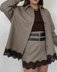 Haveone - Camicia in pied de poule con pizzo