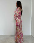 Haveone - Abito lungo tropical rosa
