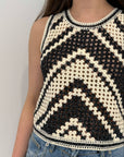 Haveone - Canotta in crochet panna/nero