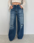 Haveone - Jeans bella con strappi lav.scuro