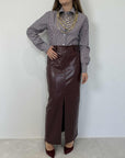 Tensione In - Gonna matita in similpelle bordeaux