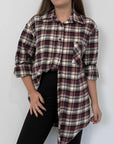 SusyMix - Maxi-camicia check in flanella bordeaux