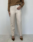 Tensione In - Pantalone similpelle sigaretta panna