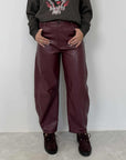 Haveone - Pantalone barrel ecopelle bordeaux