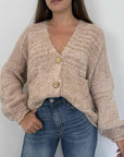 Haveone - Cardigan tre bottoni cipria
