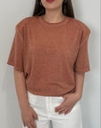 Haveone - Maglia in lurex salmone