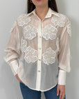Haveone - Camicia con fiori applicati