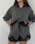 Haveone -Short gessata con pizzo