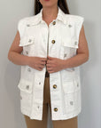 SusyMix - Gilet con cabochon bianco