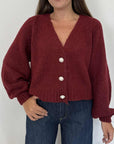 Haveone - Cardigan bottoni perla bordeaux