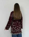 Cardigan bandana con frange bordeaux
