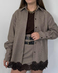 Haveone - Camicia in pied de poule con pizzo
