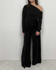 Haveone - Pantalone in paillettes nero