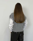 Tensione In - Gilet trecce girocollo grigio