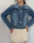 SusyMix - Giubbino in denim con bottoni oro