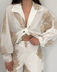 SusyMix - Camicia con ricami e fiocco