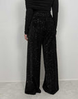 Haveone - Pantalone in paillettes nero