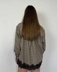Haveone - Camicia in pied de poule con pizzo