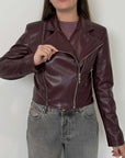 SusyMix - Giubbino ecopelle con zip bordeaux