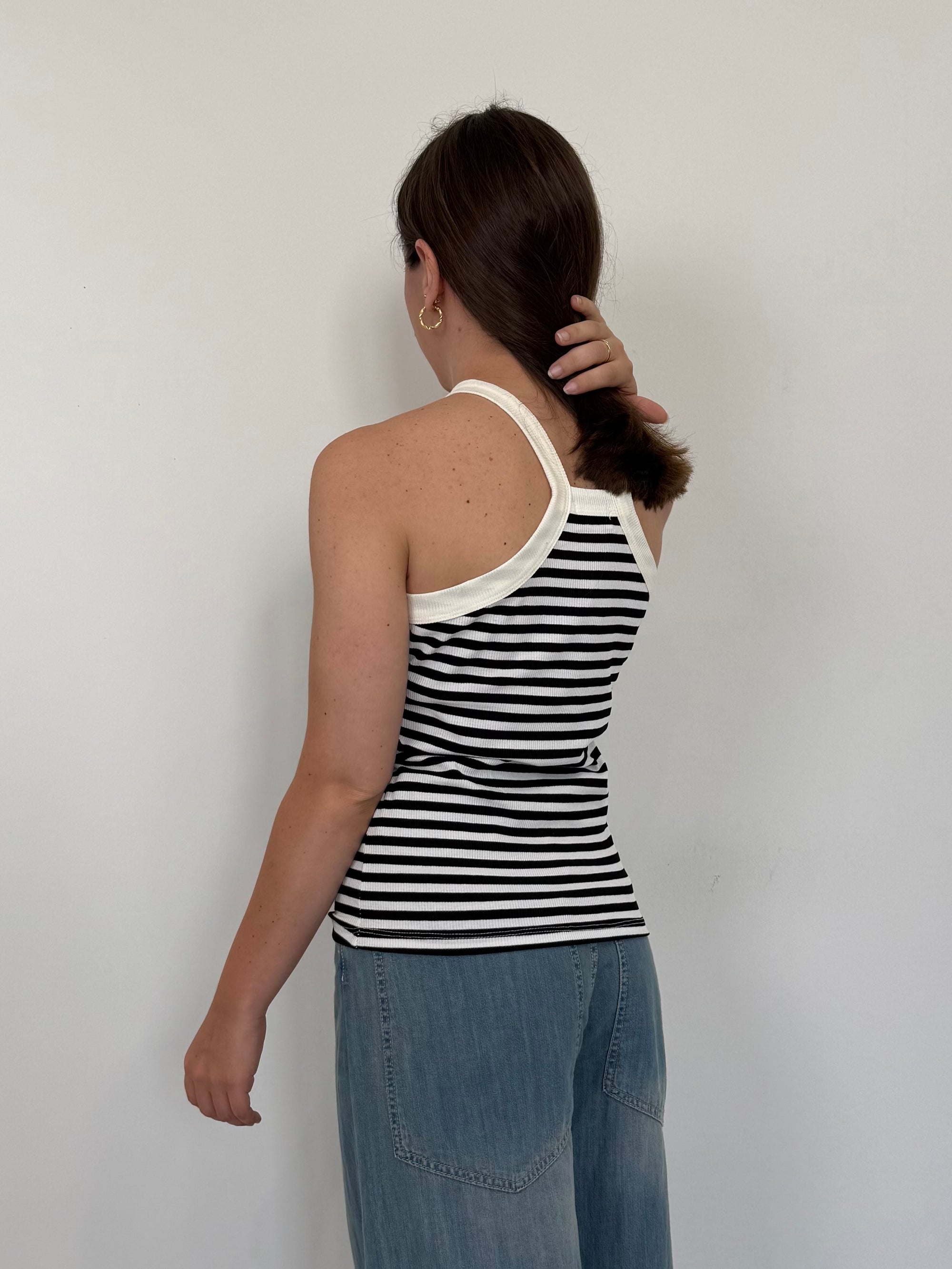 SusyMix - Canotta laccio righe nera