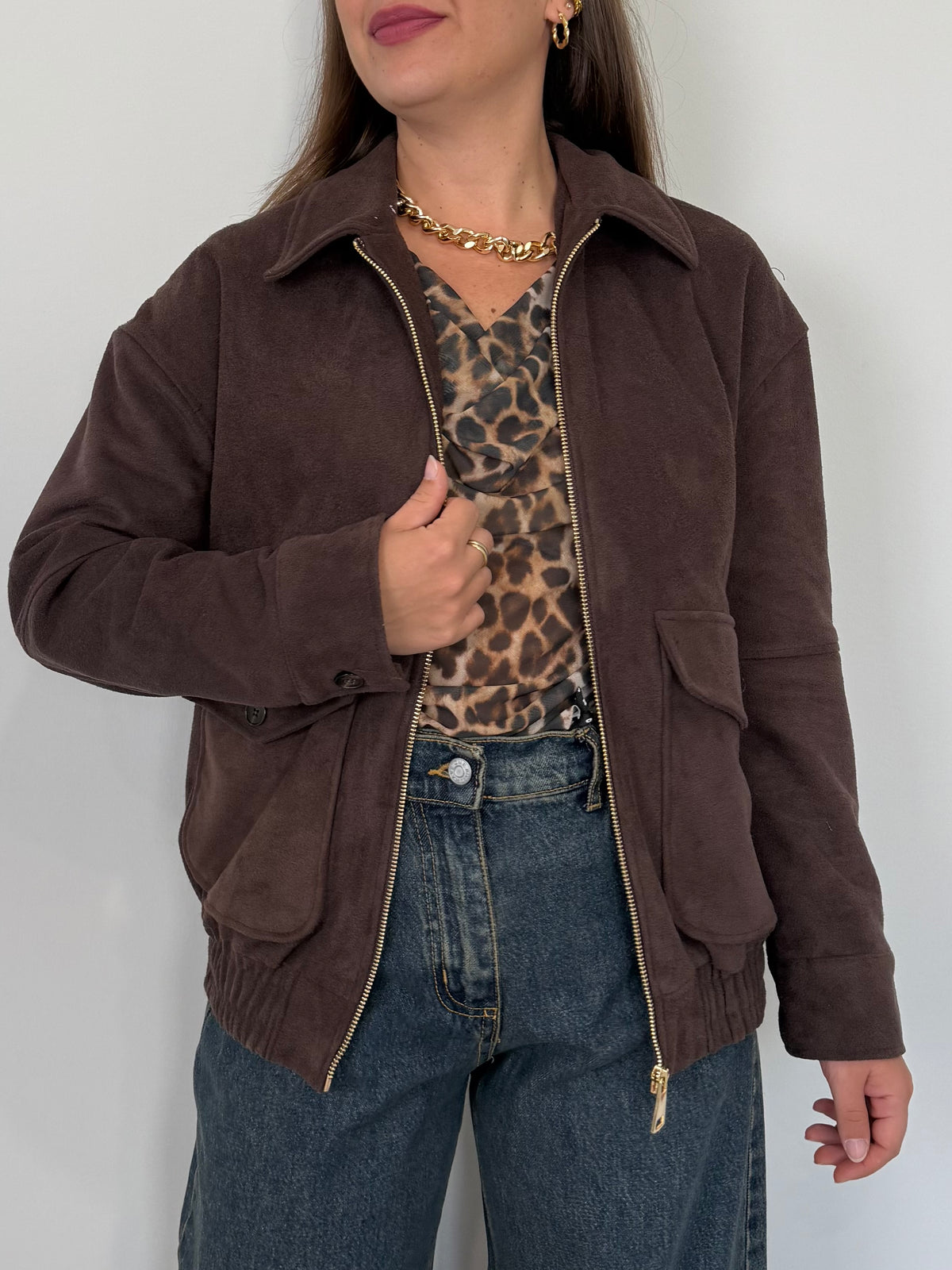 Haveone - Bomber in suede moro