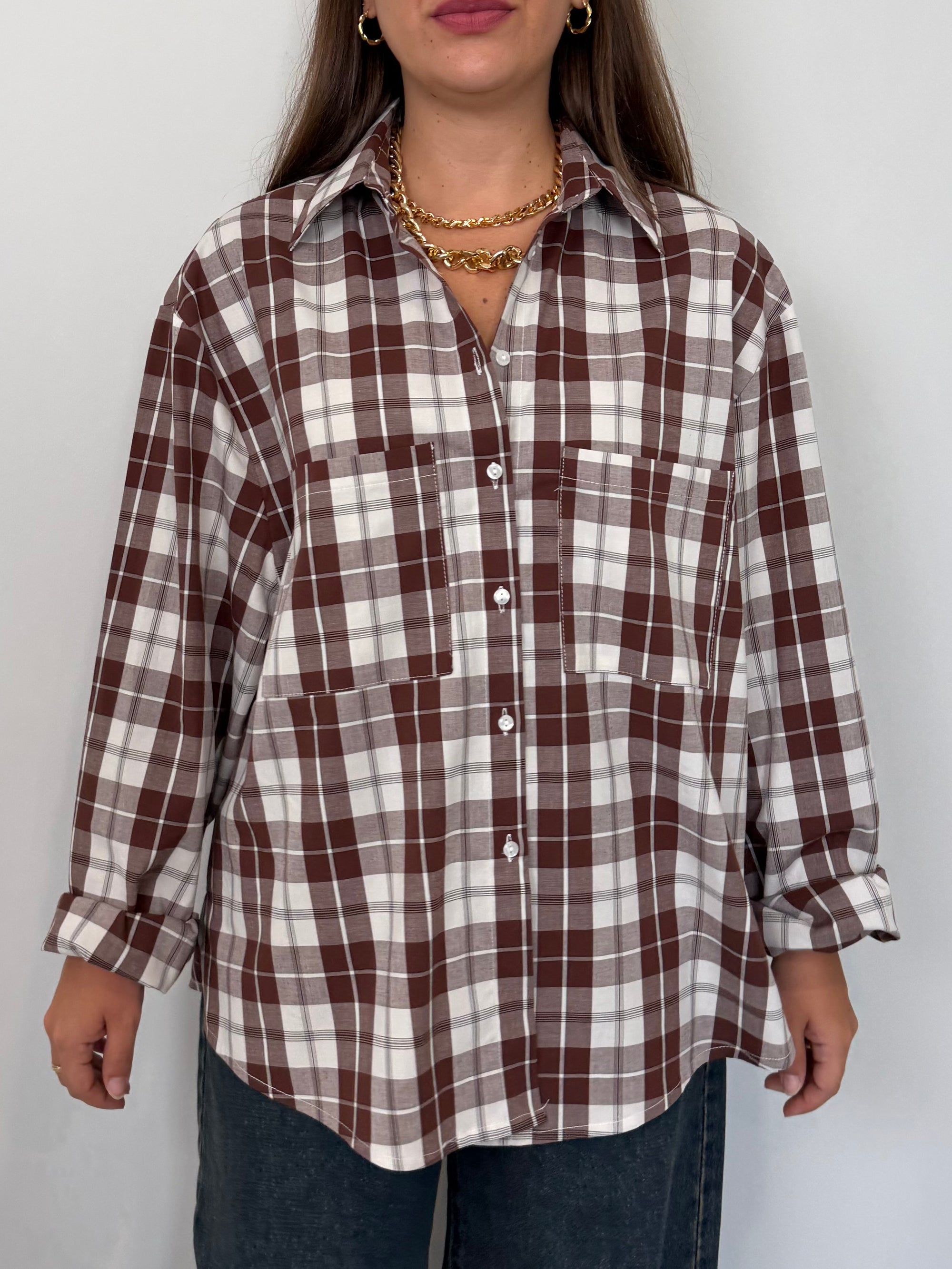 Haveone - Camicia check largo moro