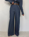 Haveone - Pantalone gessato effetto denim