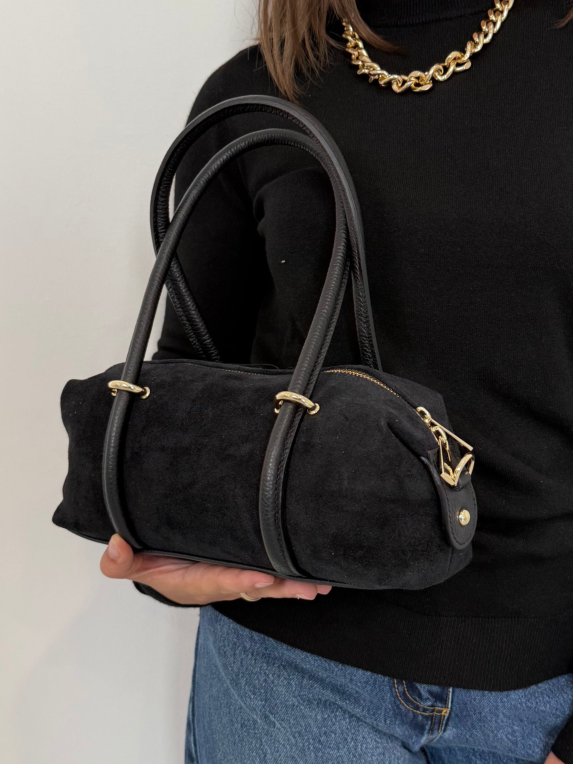 Civico23 - Borsa a spalla in vera pelle nera