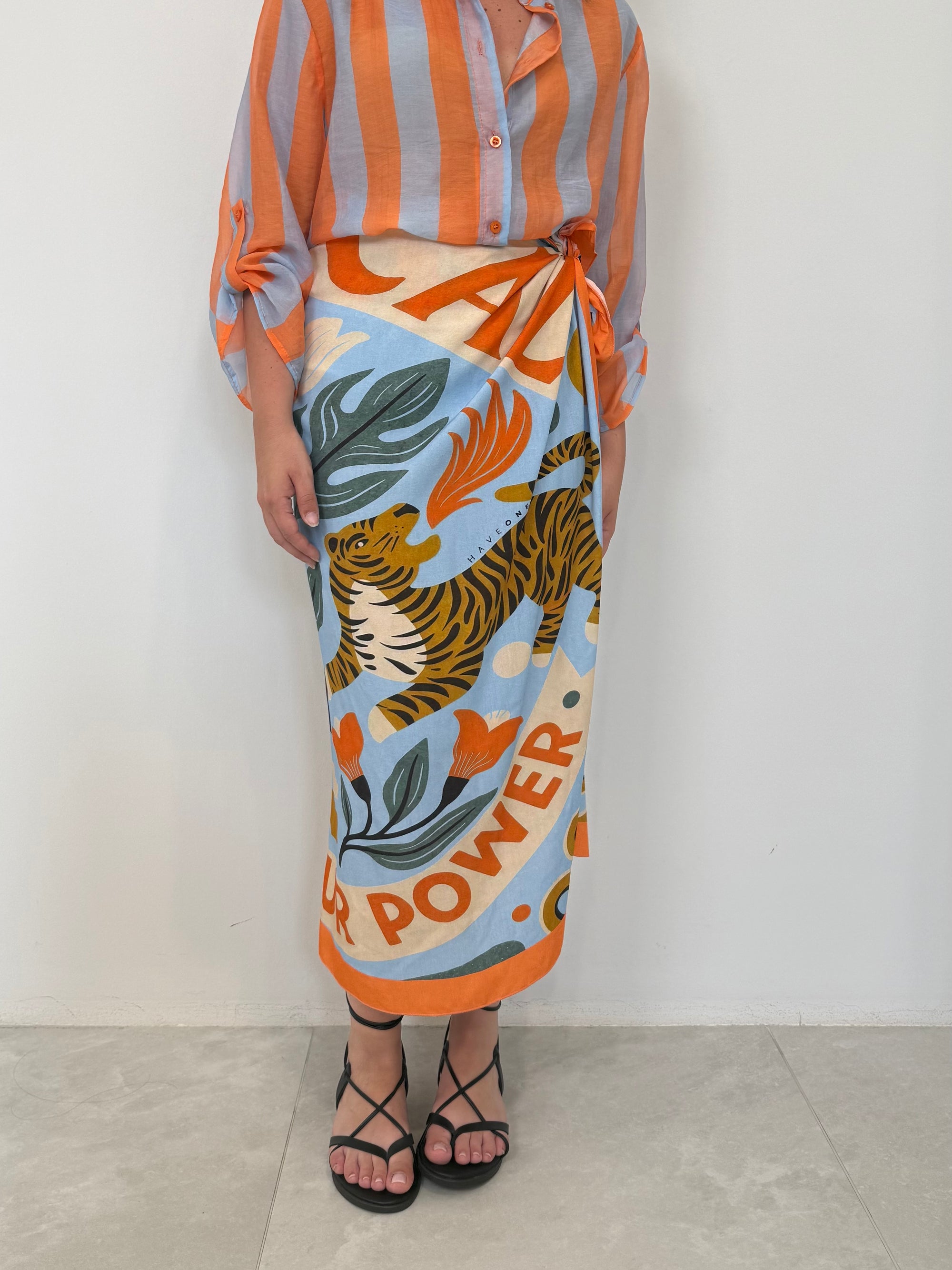Haveone - Gonna pareo lunga tigre arancio