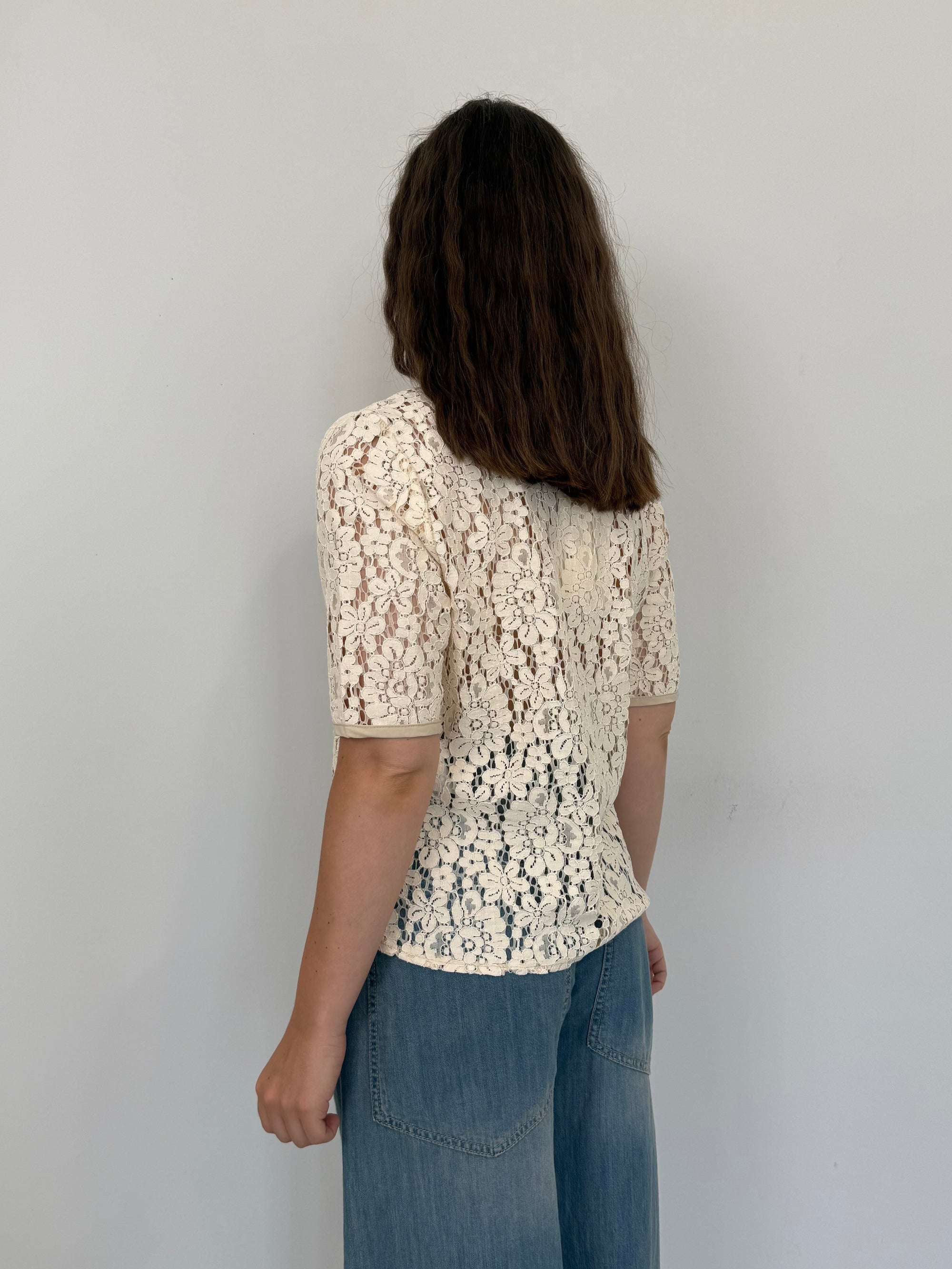 Haveone - Maglia con fiocchi in crochet beige