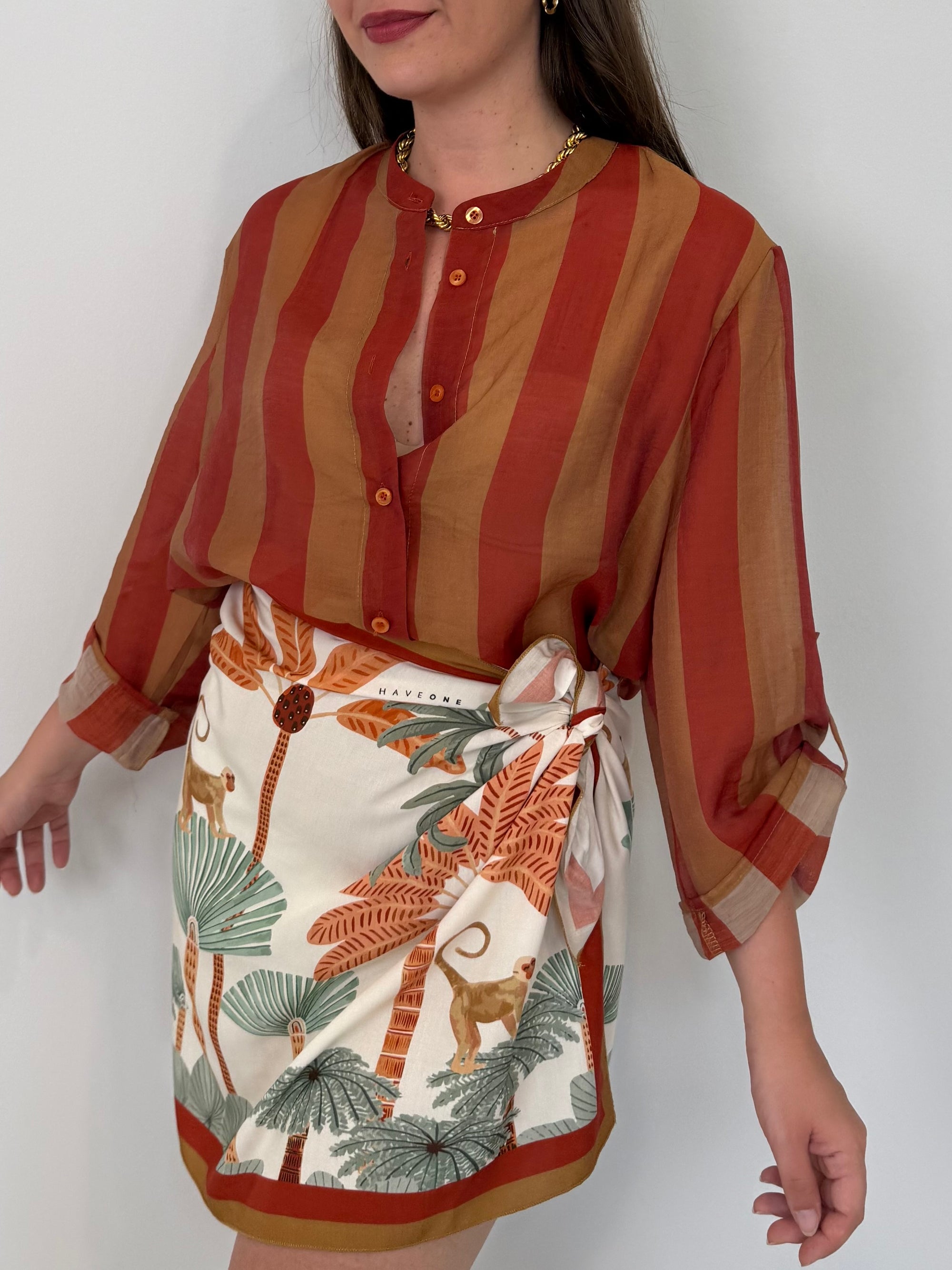 Haveone - Camicia righe larghe india/sabbia