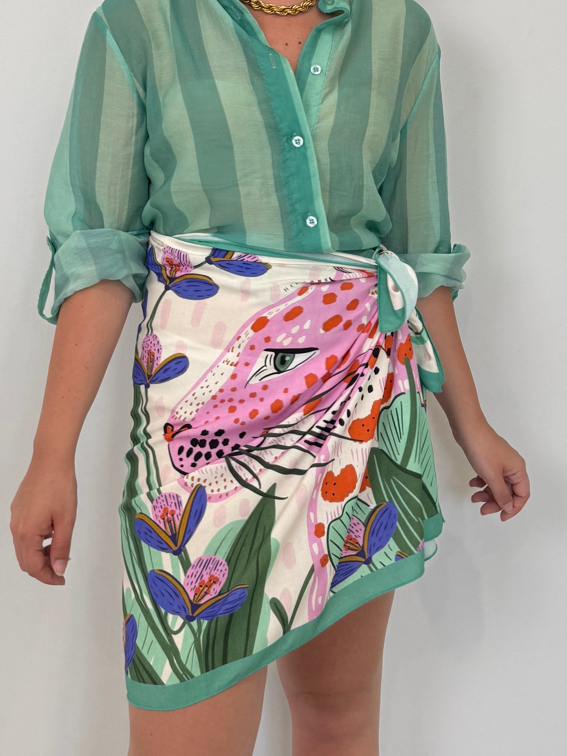 Haveone - Gonna pareo giaguaro e orchidea