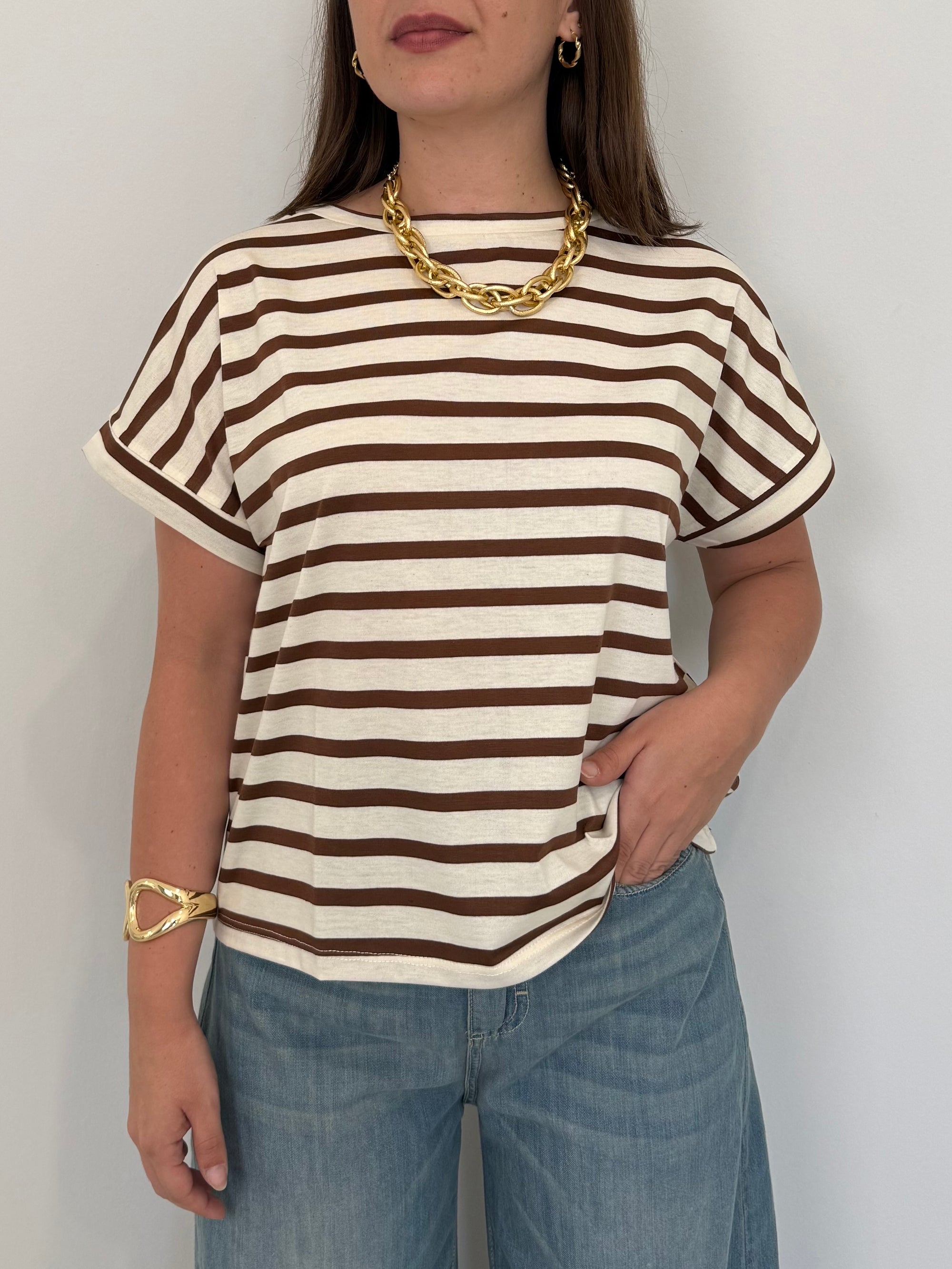 SusyMix - T-shirt righe tabacco