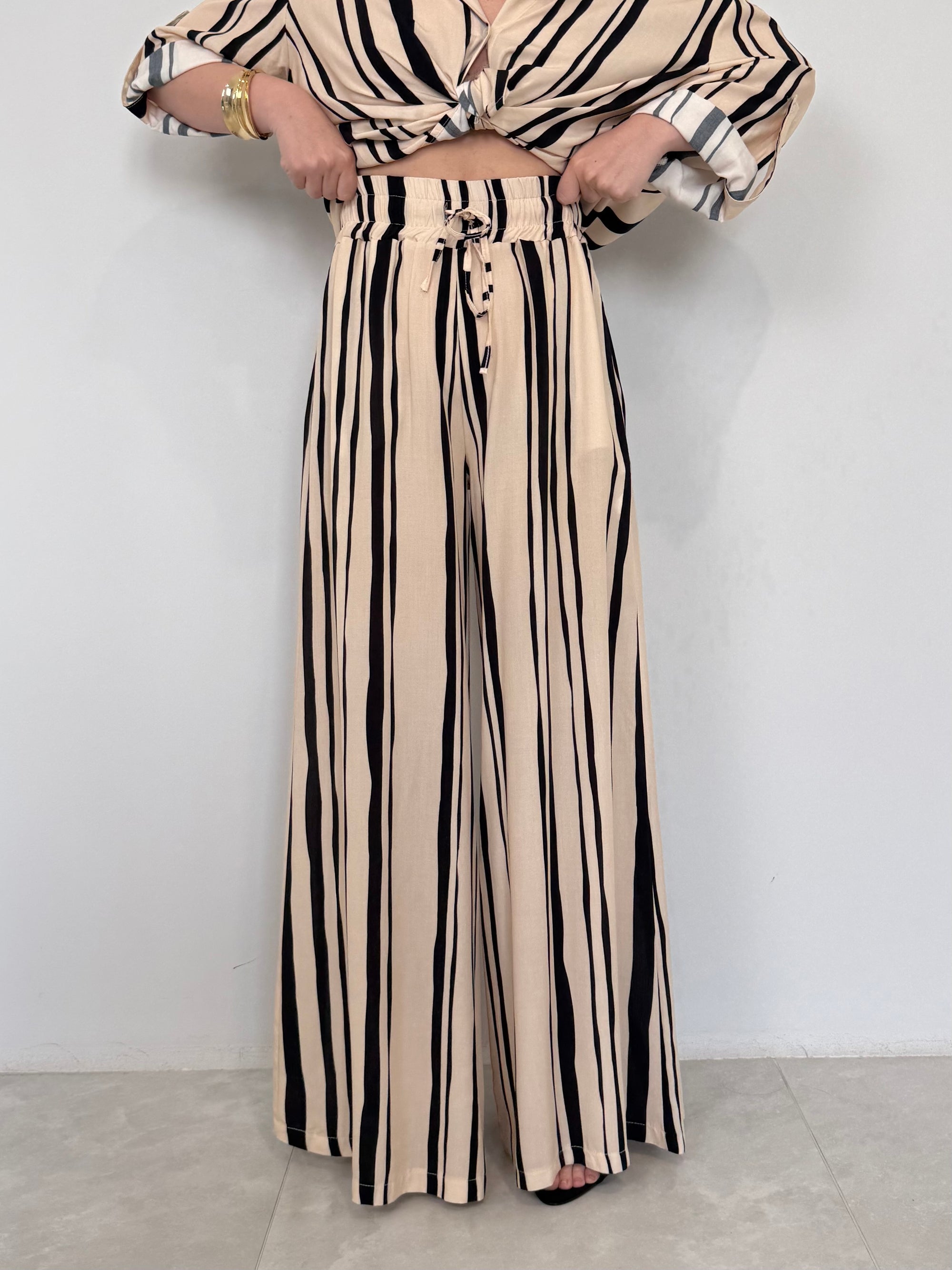 Haveone - Pantalone in viscosa con righe larghe