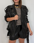Haveone - Chiodo in ecopelle nero
