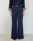 SusyMix - Pantalone fluido flare blu