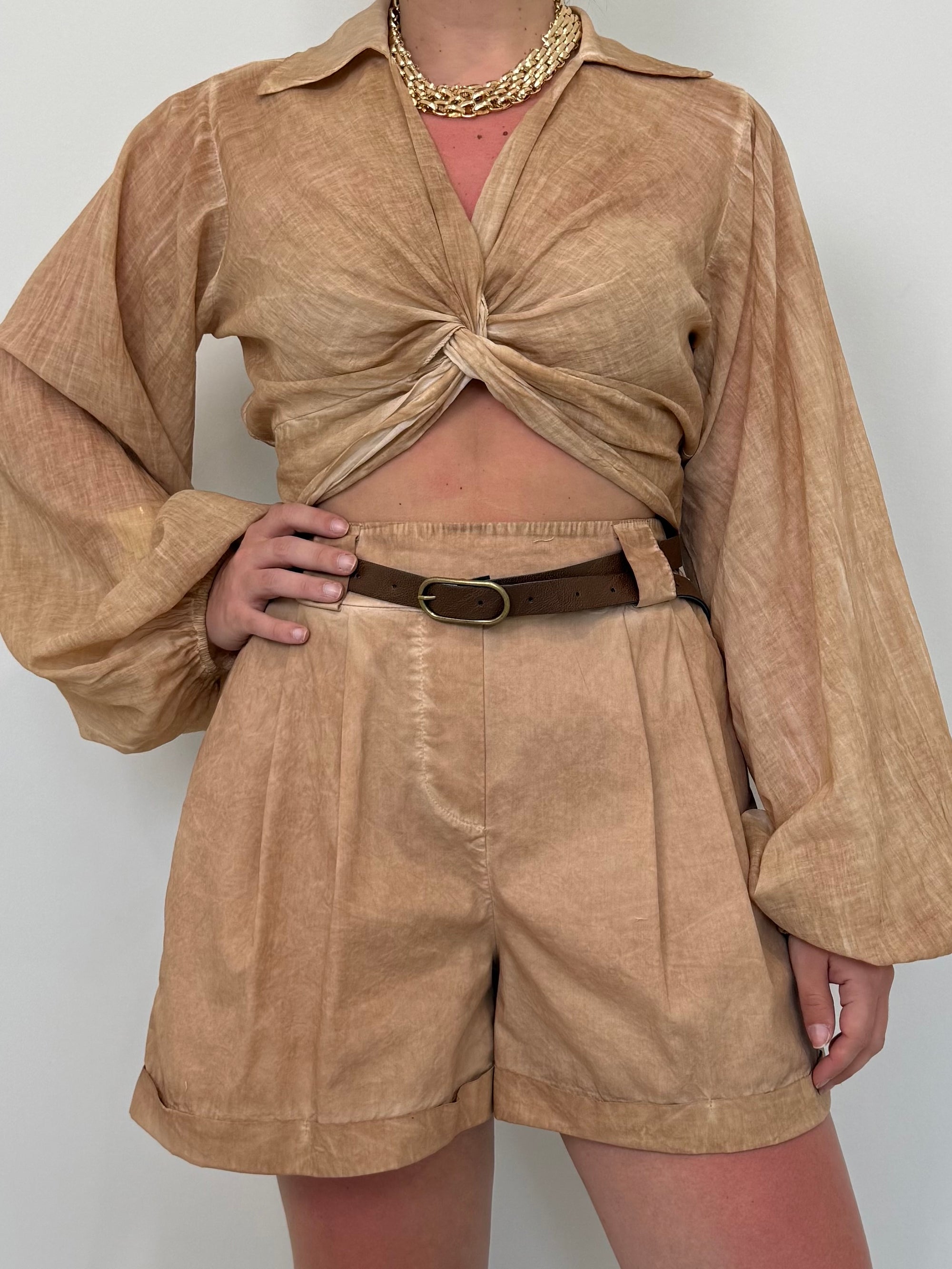 Haveone - Short in cotone nocciola