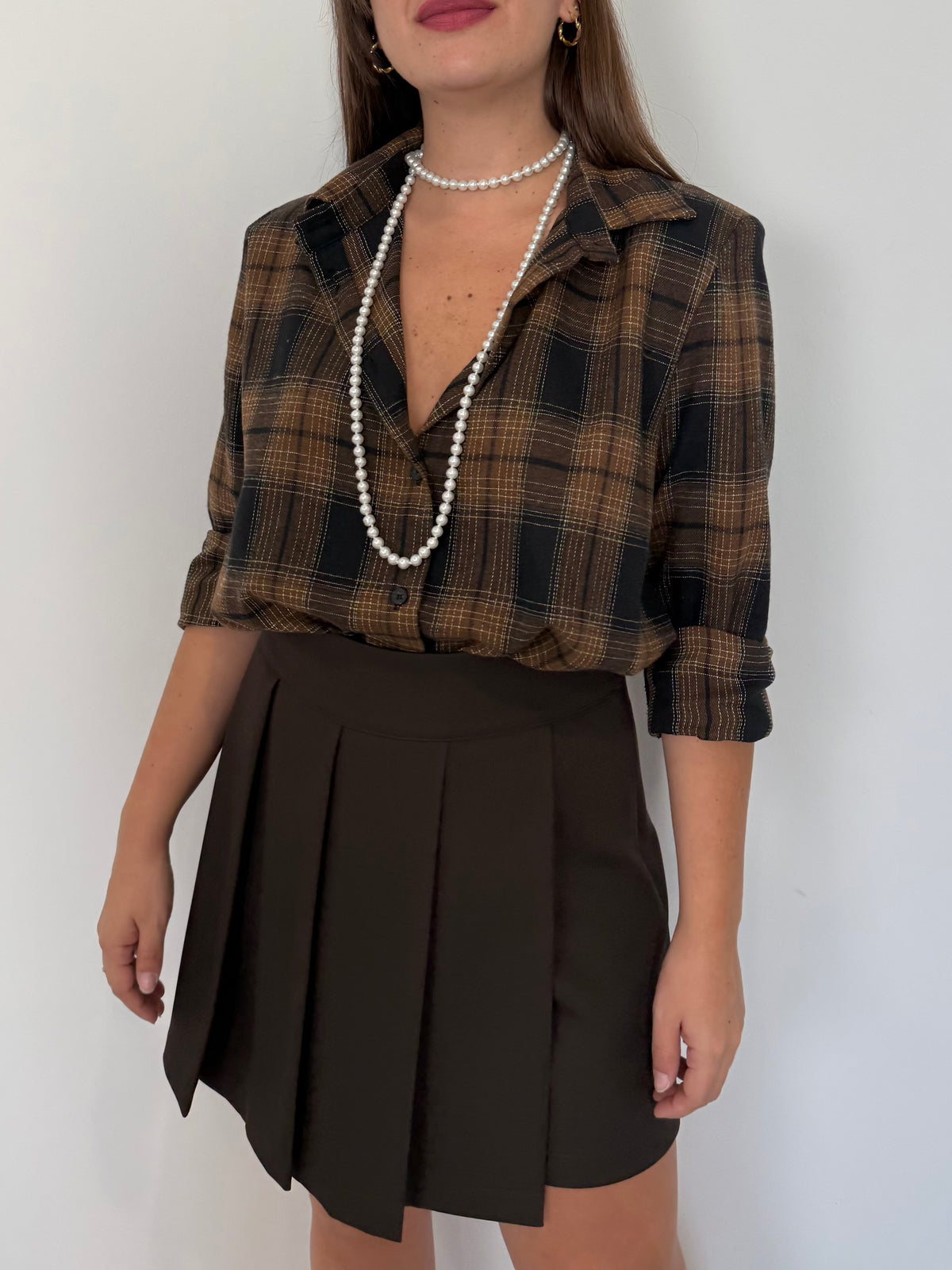 SusyMix - Camicia in flanella con collana perla